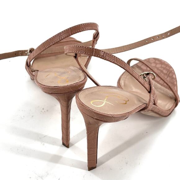 NWOT Sam Edelman Doran Strappy Heels 9 Tan Leather Sandal Croc Capsule Sandals - Picture 7 of 9